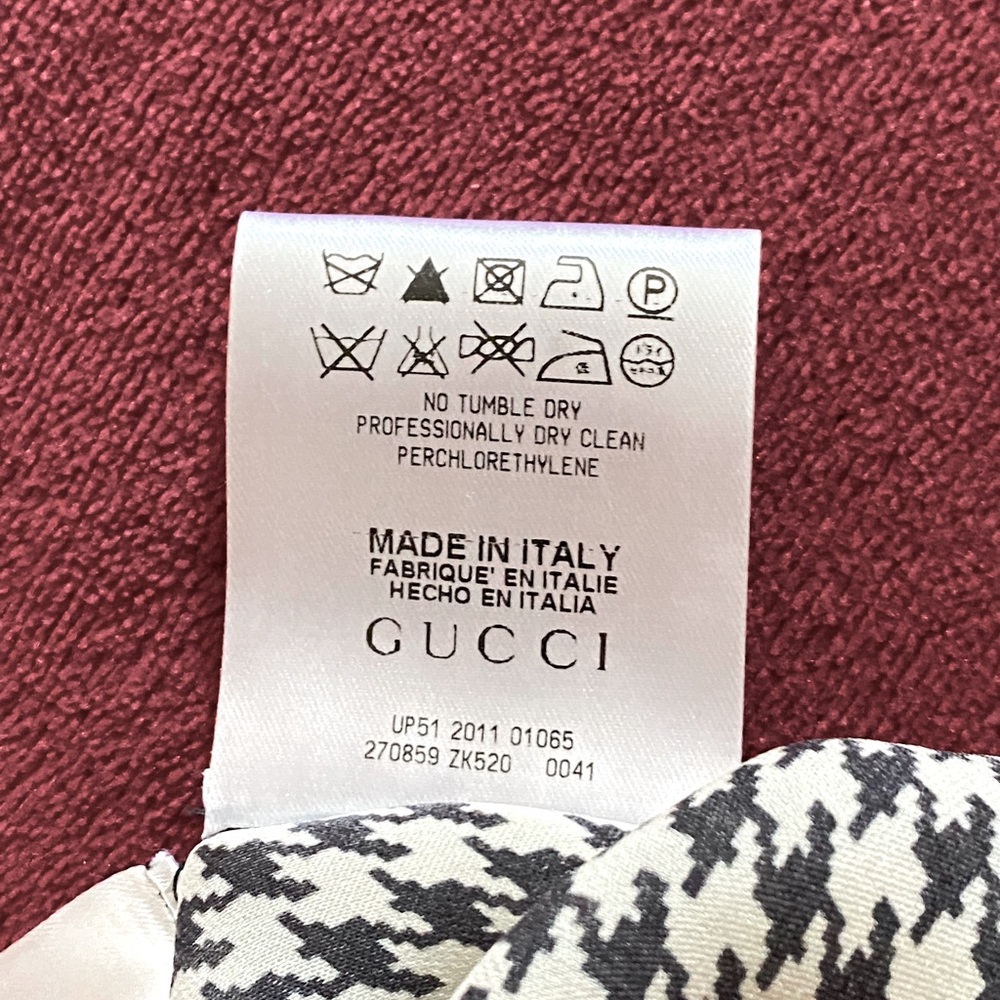 Gorgeous ❤️ Authentic Gucci Scarf Belted  Silk Houndstooth Dress - Picture 11 of 13